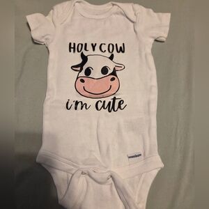 0-3 Month Gerber White and Pink Cow Print Onesie